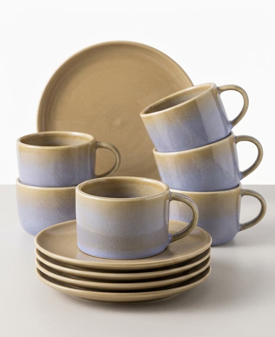 Kaffeservis - Sandblå